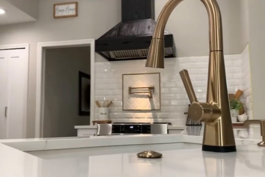 new dish washer wrench installed at kitchen sink after remodeling close up palm beach fl