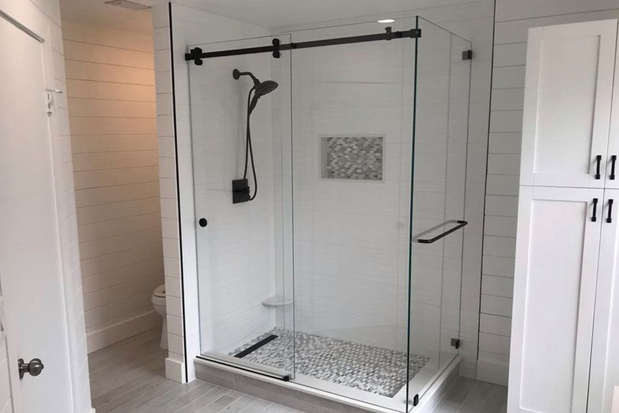 new shower installed at master bathroom interiors palm beach fl