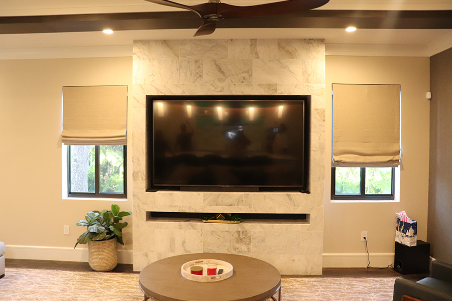 residential property living room remodeled with tile wall and interior painting palm beach fl